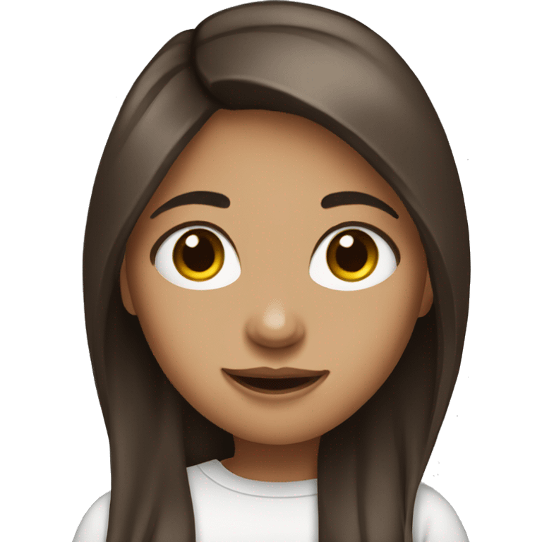 young female artist tan with long dark brown hair emoji