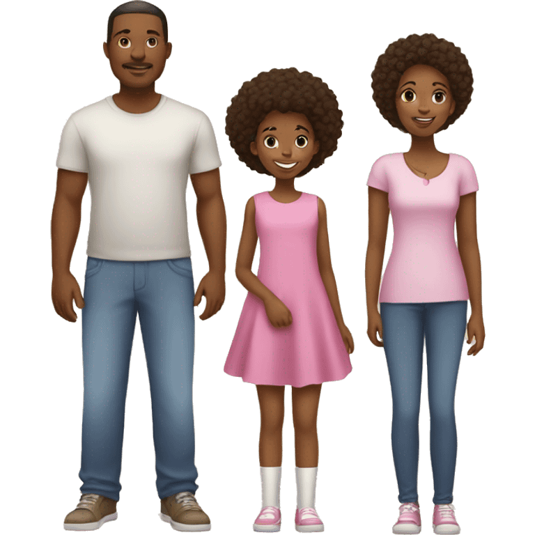 african american family, mom, dad,teenage tall daughter, young daughter, twin girl toddlers emoji