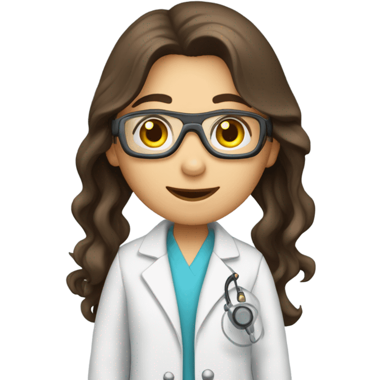 cute brunette scientist long hair  emoji