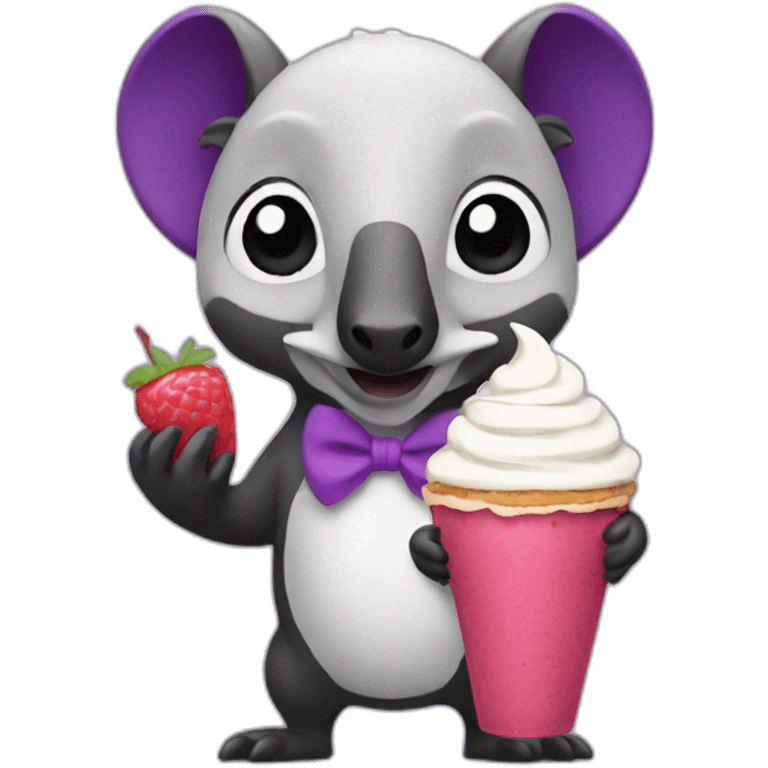 Purple anteater holding a parfait emoji