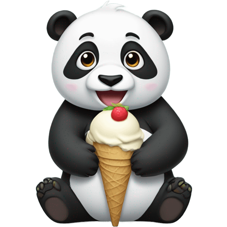 Panda eating ice cream emoji