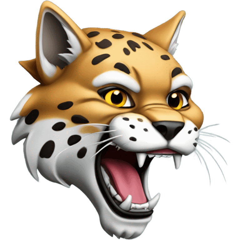 Bobcat mascot dangerous fangs side view emoji