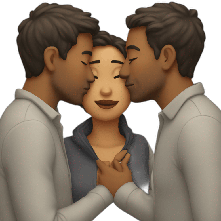 three people kissing emoji