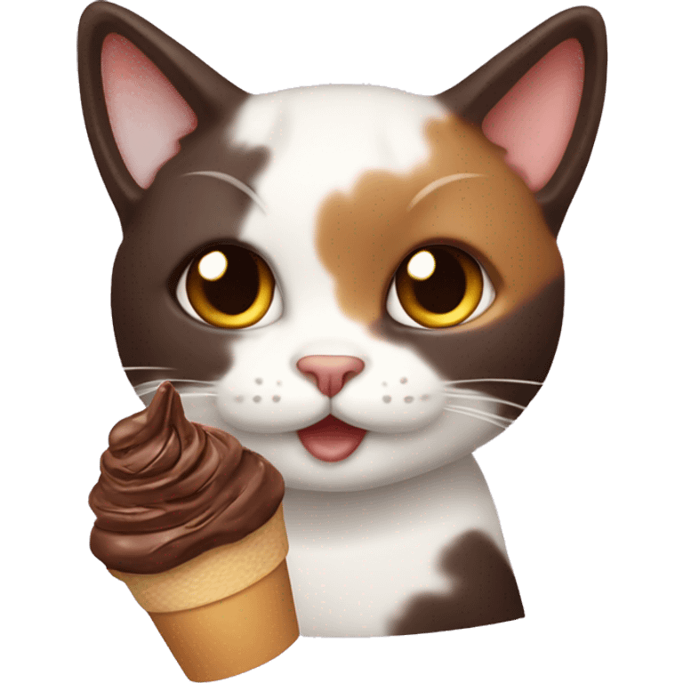 calico cat with chocolate icecream  emoji