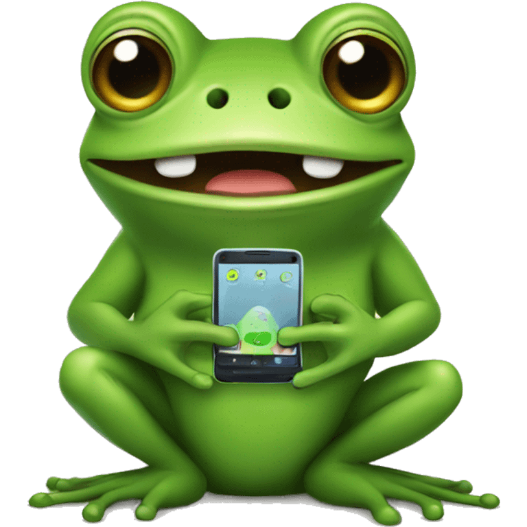 frog with a phone in his hands emoji