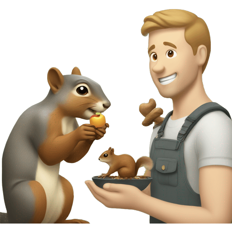 a white guy feeding a squirrel  emoji