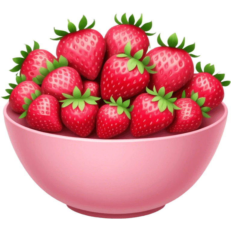 large fancy pastel pink bowl of strawberries emoji