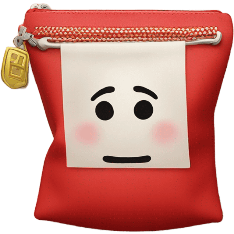 red pouch with luck in chinese character emoji