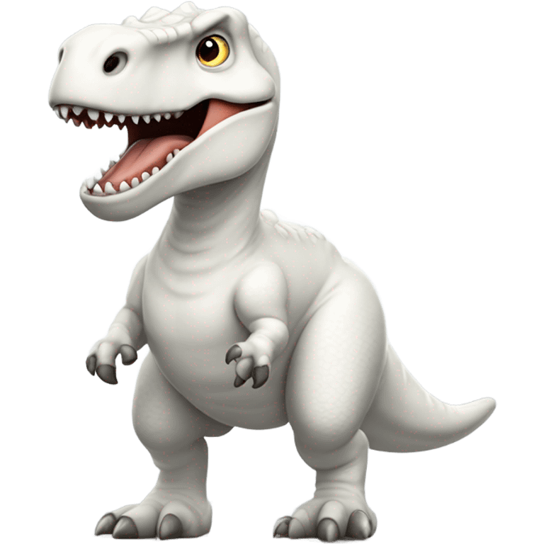 friendly trex with white coat emoji