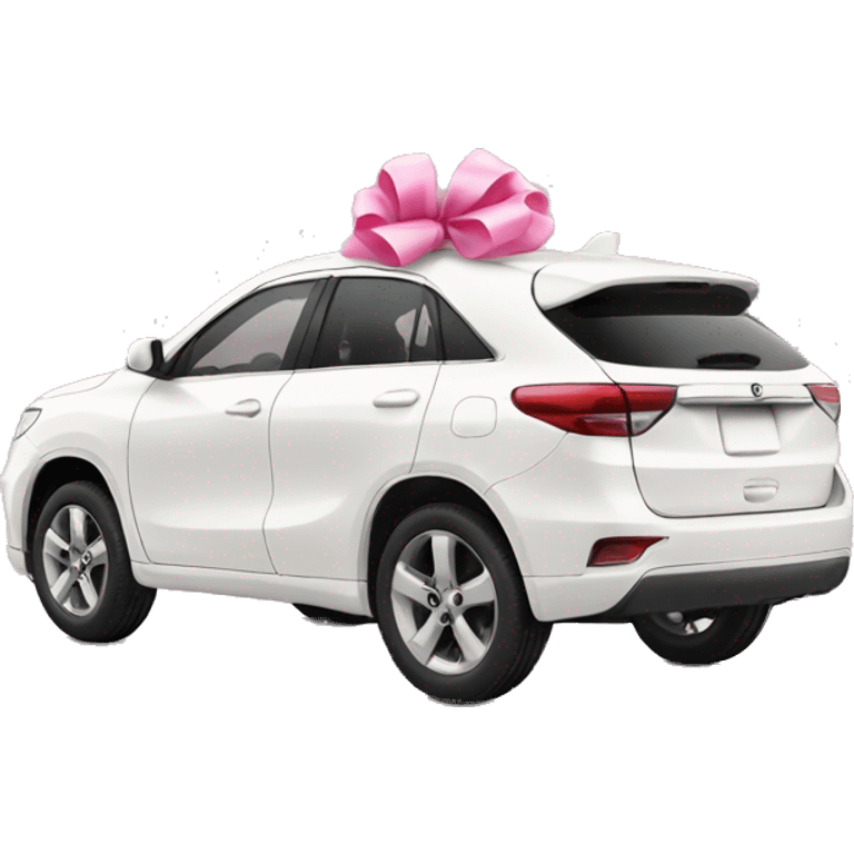 White crossover car with pink bow emoji