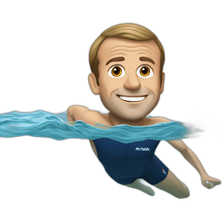 Emmanuel Macron swimming emoji