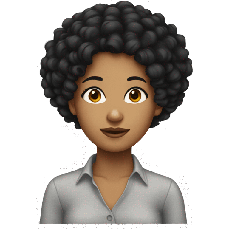 Mixed girl with frizzy black hair emoji