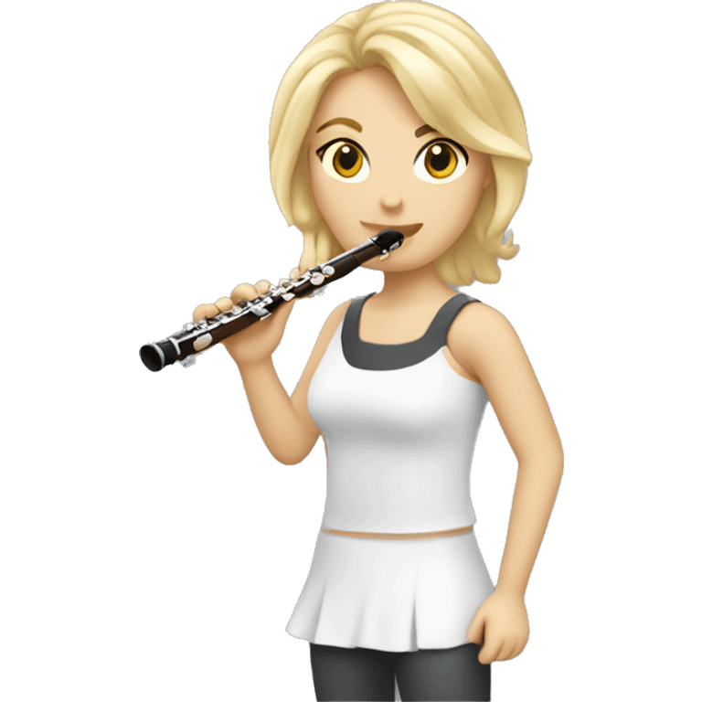 une joueuse de flute traversière avec cheveux blonds courts emoji