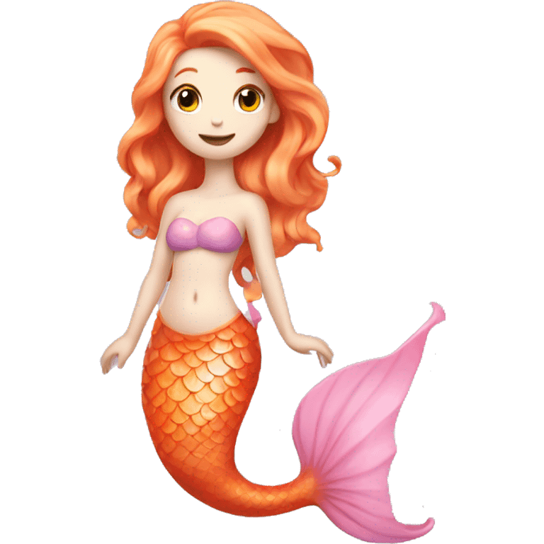 pale skinned orange haired mermaid with pink tail emoji