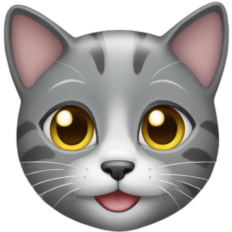 Grey cat cute smile emoji