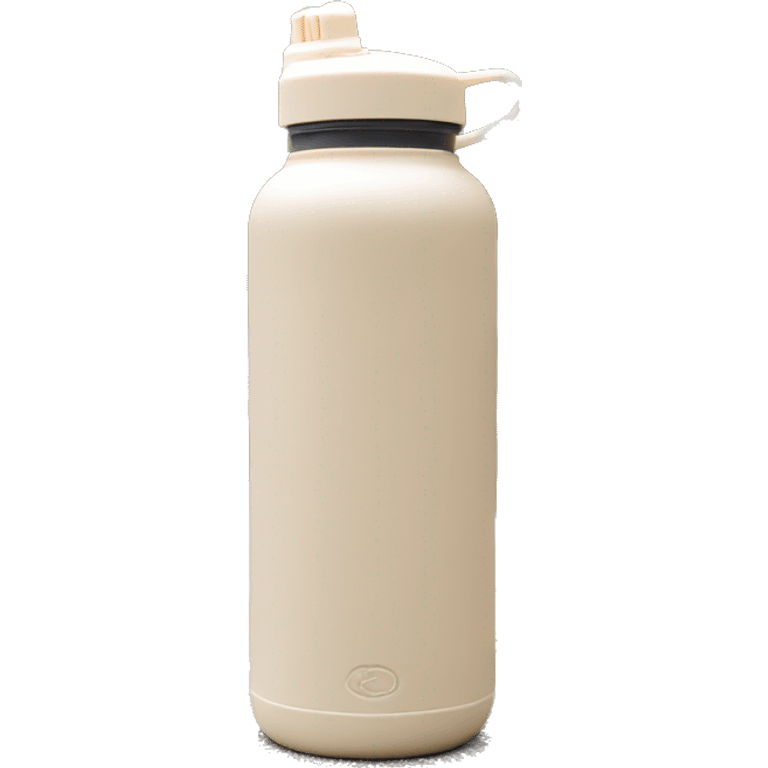 Cream coloured reusable water bottle with handle and straw emoji