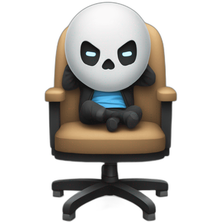 undertale sans sitting on the chair, cartoon style emoji