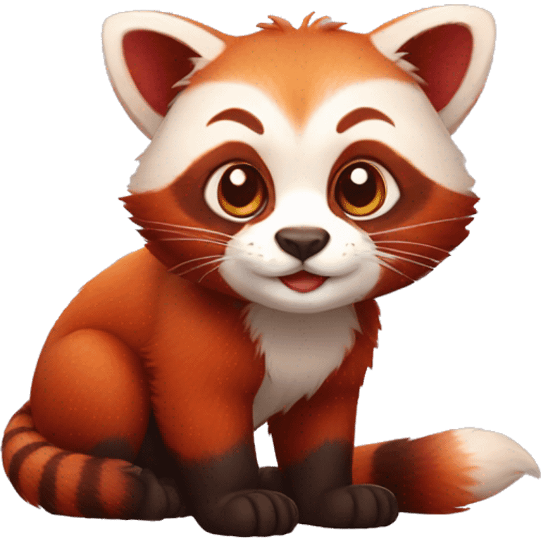 cute red-panda-cat-hybrid full body emoji