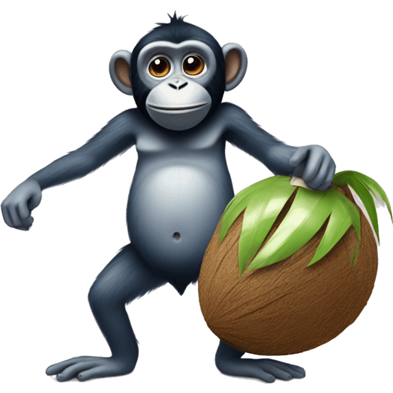 monkey wearing bikini hold a coconut with crocs on emoji