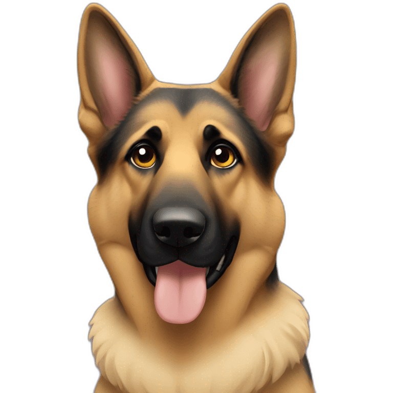 German shepherd with tiny eyes dark face emoji