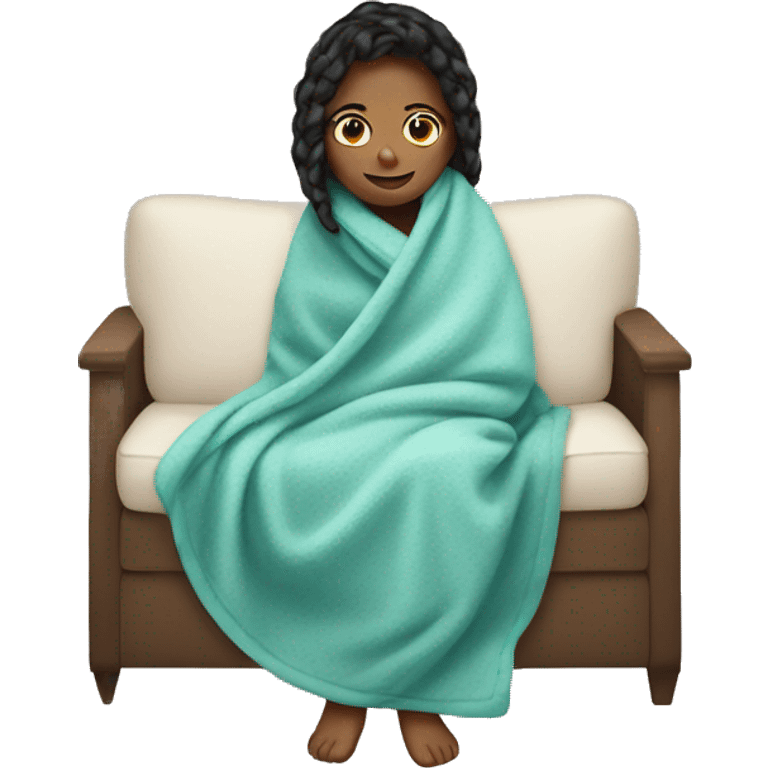 Girl covered by cozy blanket emoji