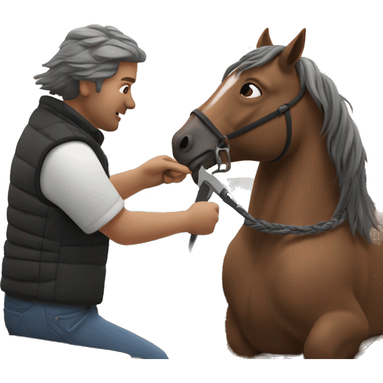 Horse cutting hair on a boat emoji