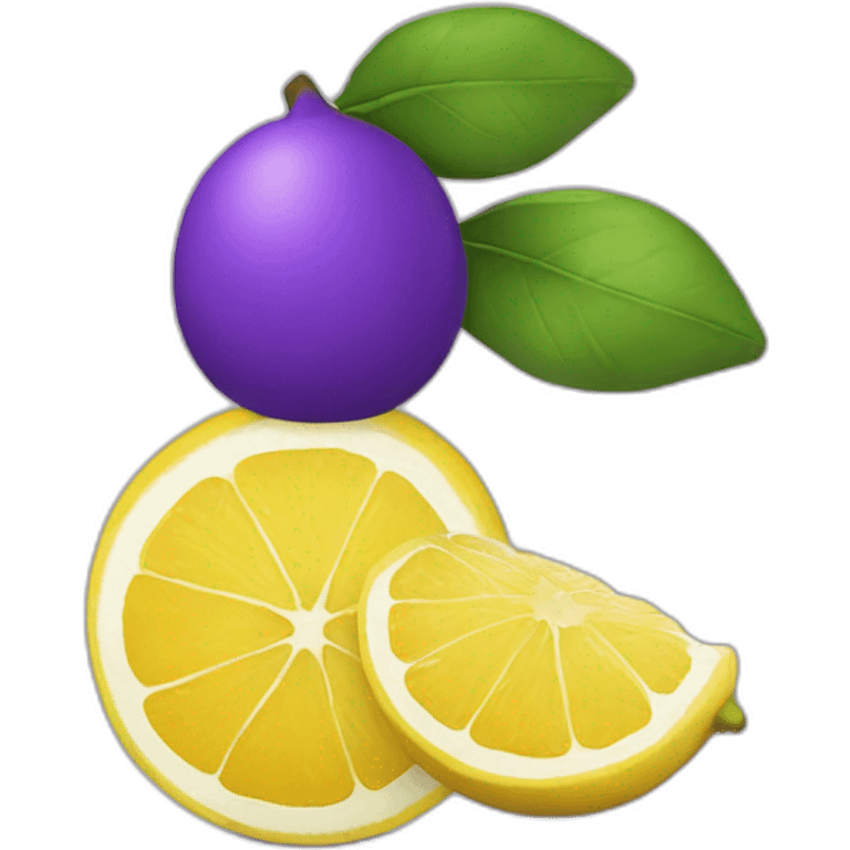 citron gorgé de soleil avec un pull violet qui fait du télétravail emoji