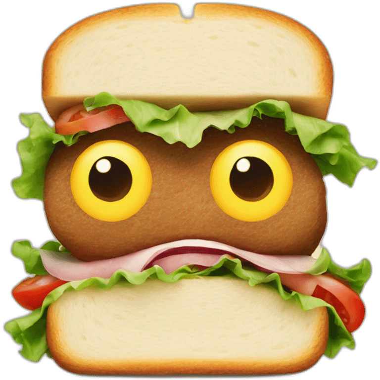 Sandwich with eyes made greeting emoji