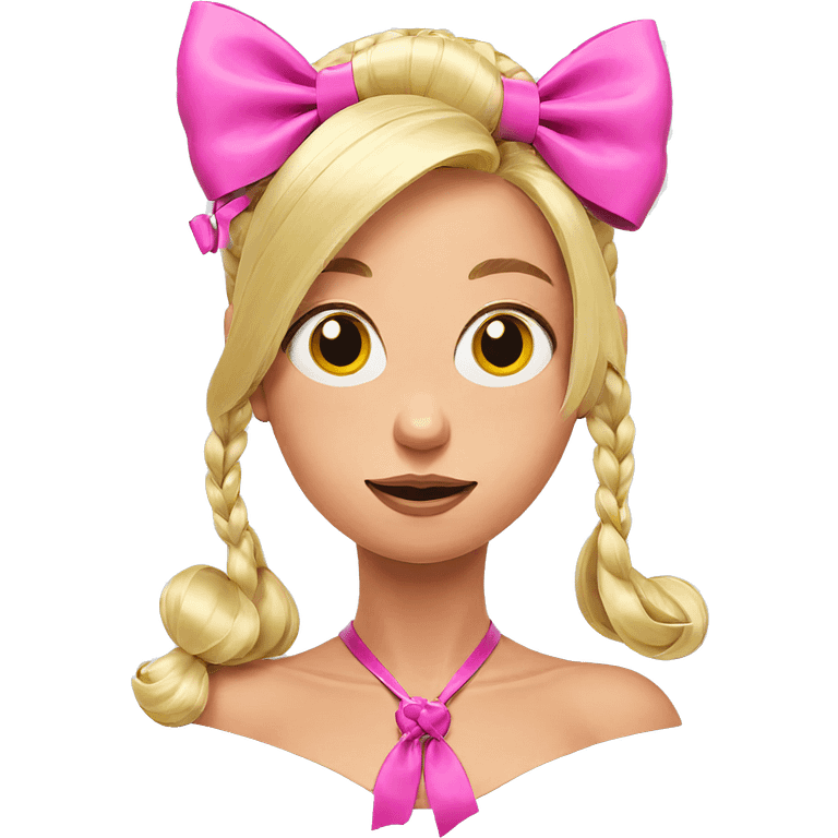 blonde girl with colorful bows emoji