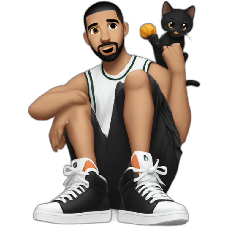 drake with black cat sneakers emoji