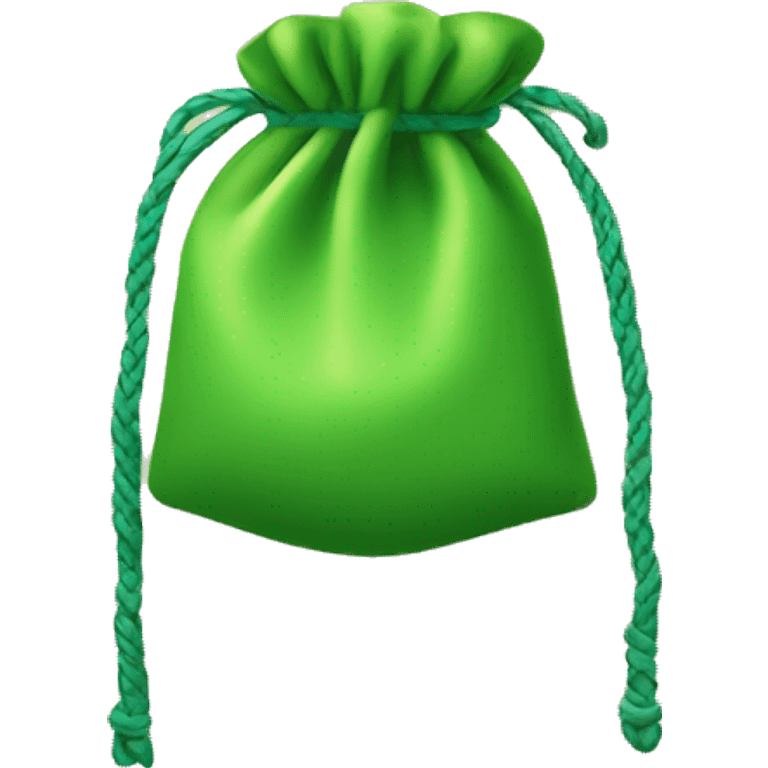 hand holding a green pouch tied with string emoji