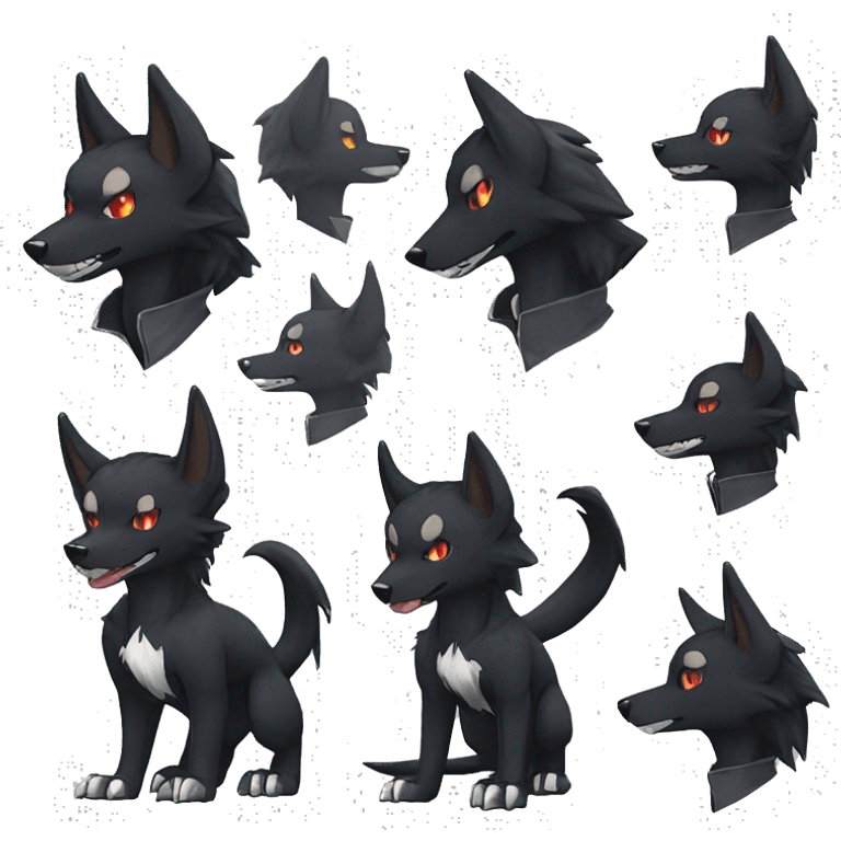 Black Cool Edgy Sergal-Mightyena-Houndoom-Fakémon  emoji