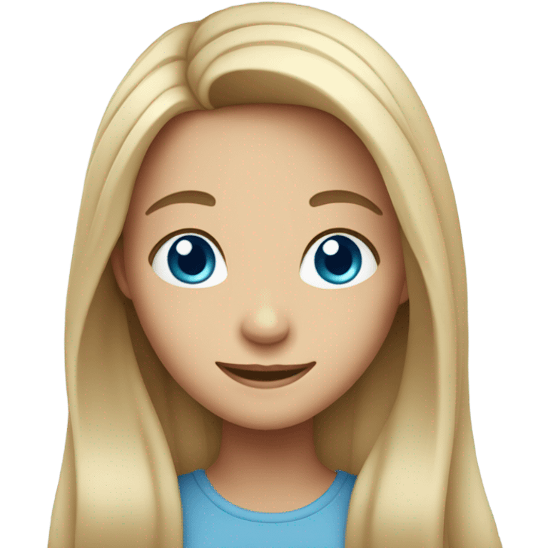 smiling girl with long hair with blue eyes emoji