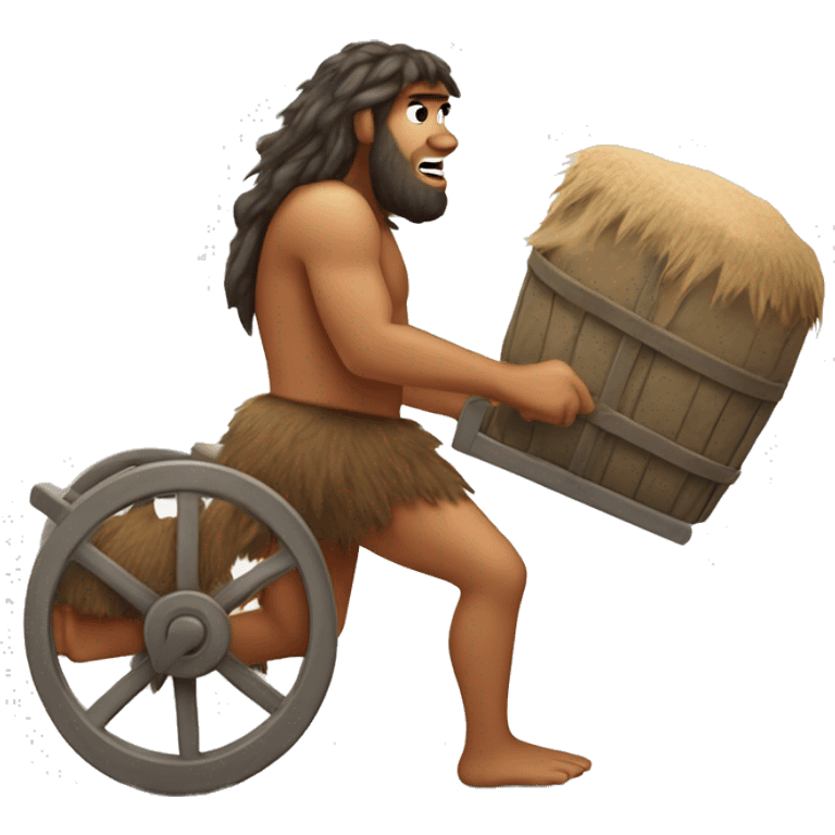 caveman pulling cart on his back emoji