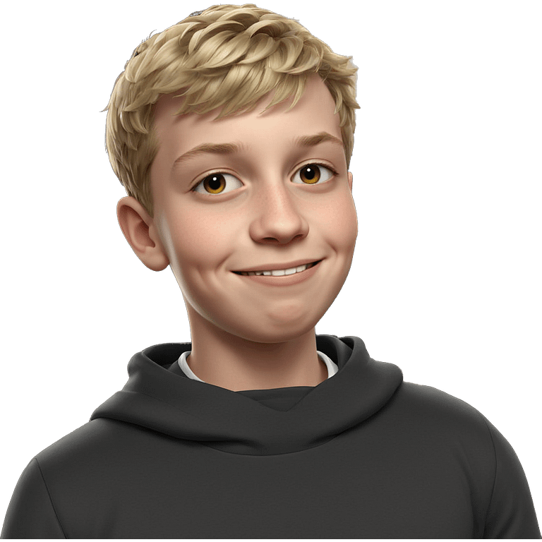 smiling boy with short blonde hair emoji