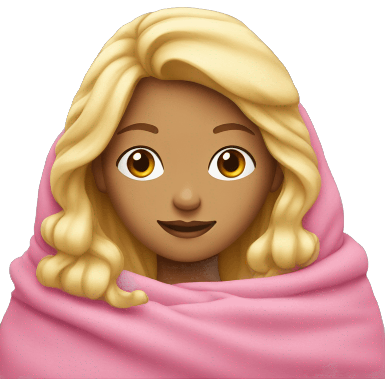 Blonde girl wrapped in a pink blanket emoji