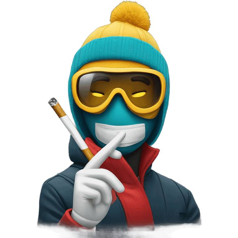 Ski masked man holding lit cigarette emoji