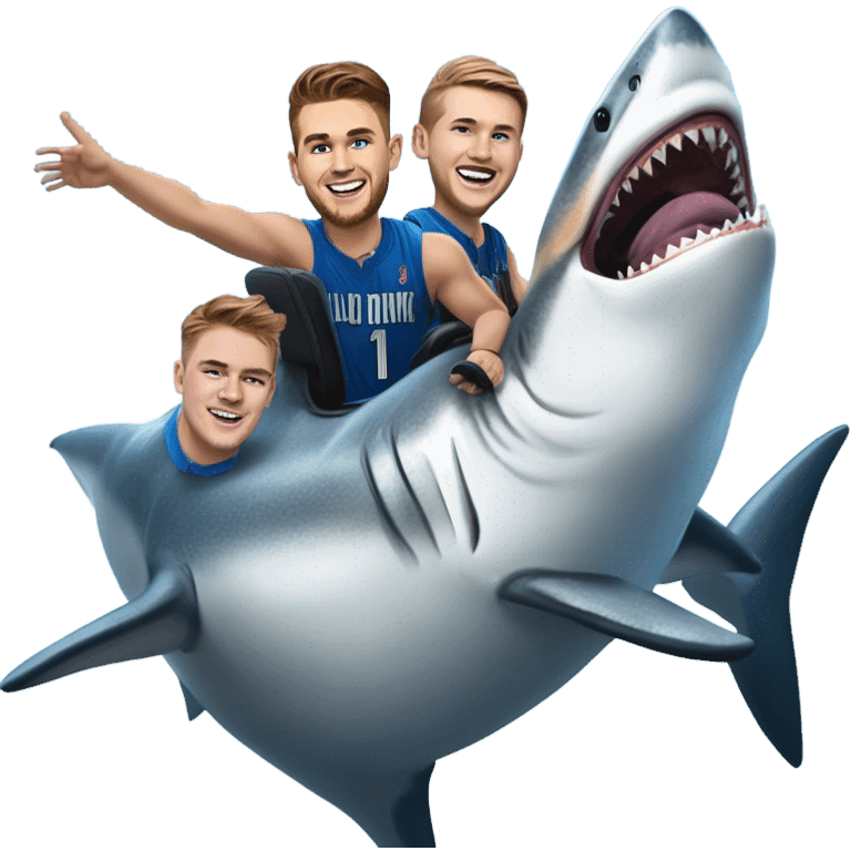 Luka doncic, dalton knecht, Austin reeves on a great white shark emoji