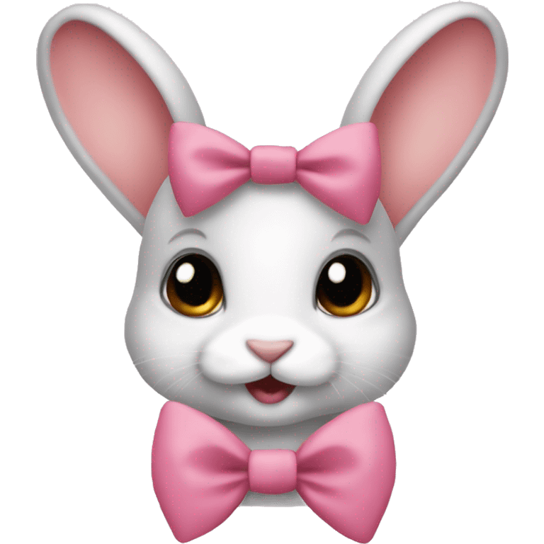 Baby bunny with coquette bow on ear emoji