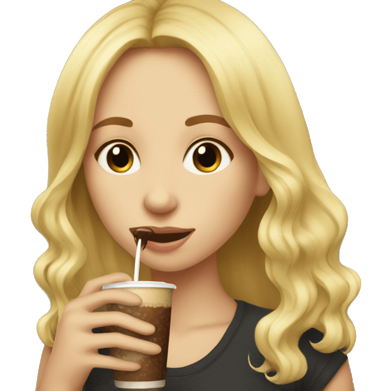 A blonde girl drinking a coffes emoji