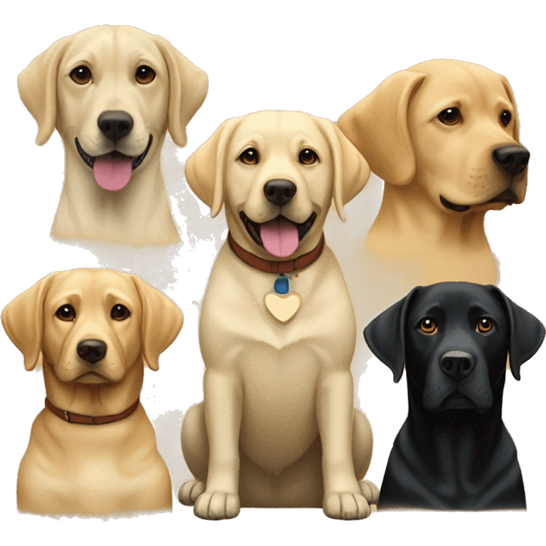 Yellow lab and brown lab and black lab emoji