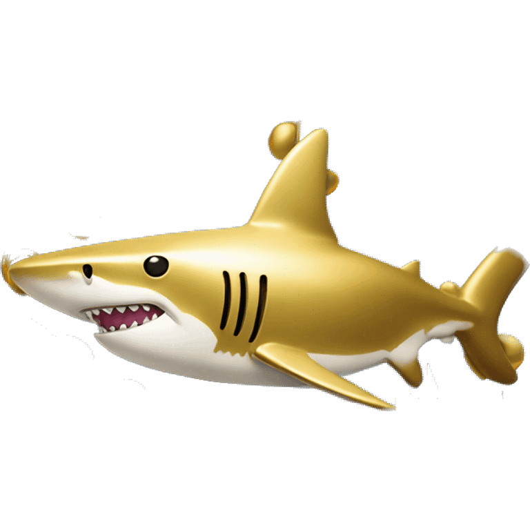 gold shark with cuban link and sunglasses surrounded by music notes emoji