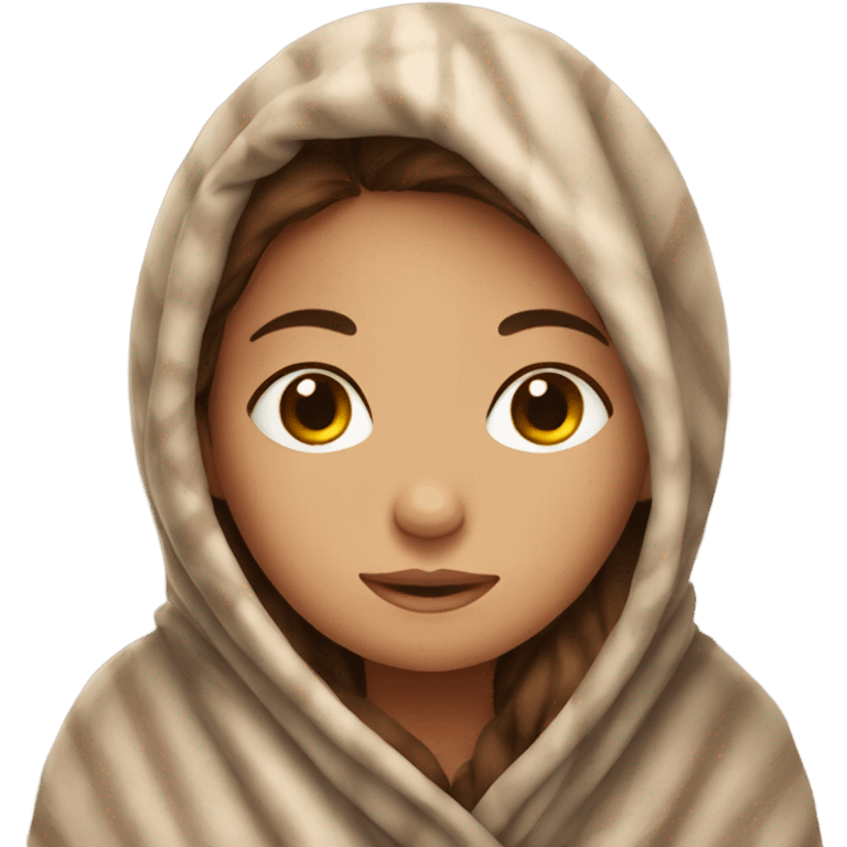 Brown hair girl cuddled in a blanket  emoji