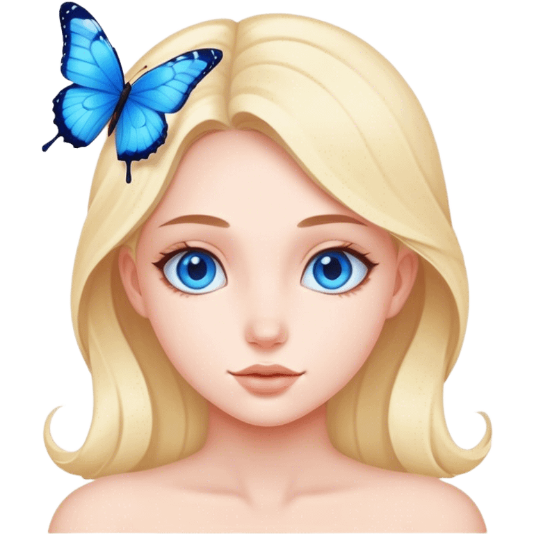 Girl with blue butterfly emoji