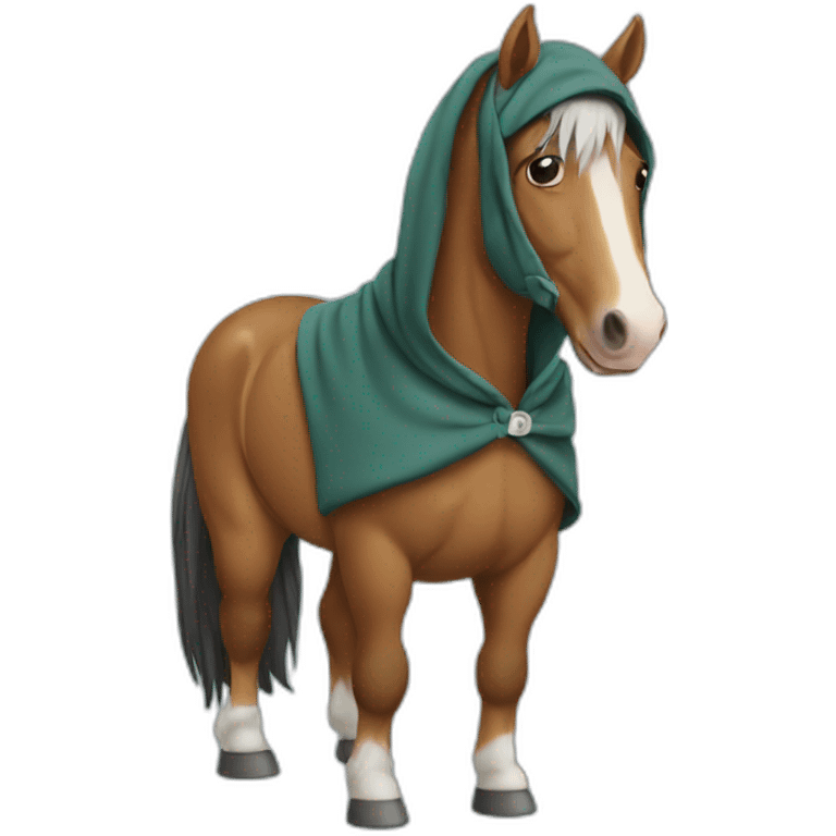 A horse wearing a hoodie emoji