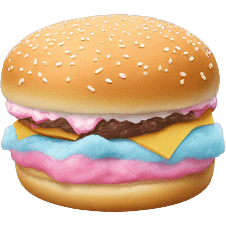 Cotton candy cheeseburger emoji