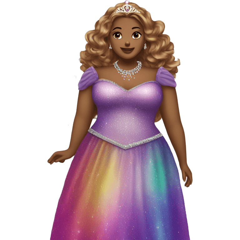 two plus size women princess shimmer sparkle colorful  emoji