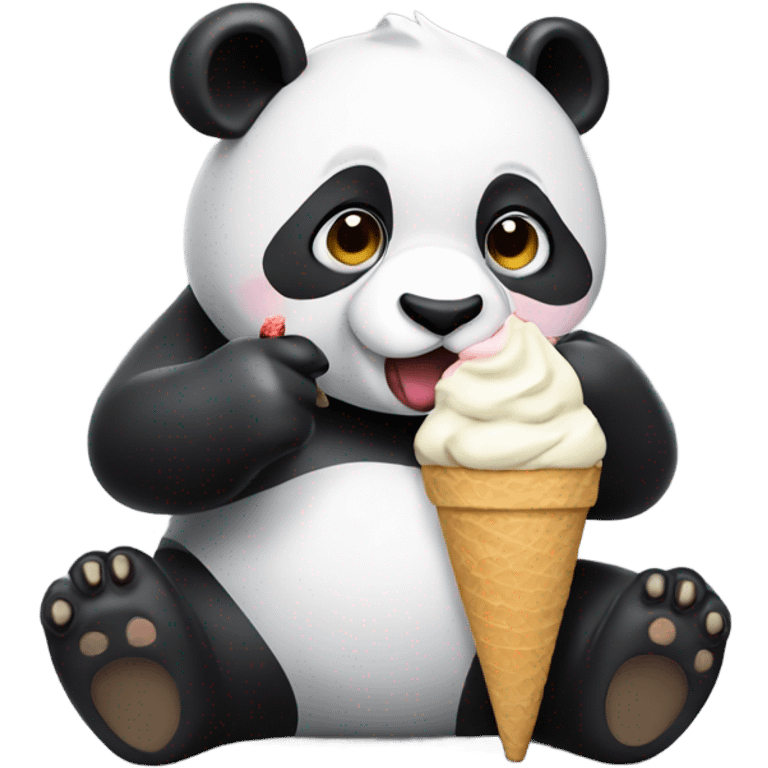 Panda eating ice cream emoji