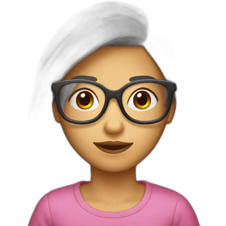 Fille 14 ans lunettes et cheveux châtains en couette emoji