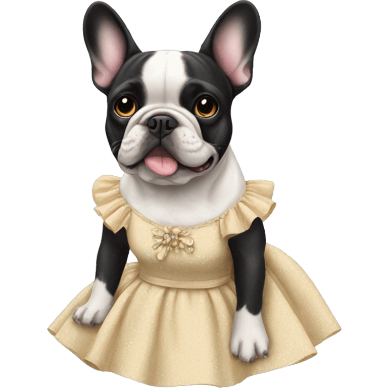 French Bulldog in a dress emoji